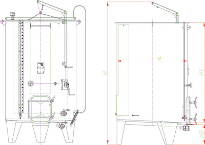 PZPK TANK: tank with air cap and slope bottom